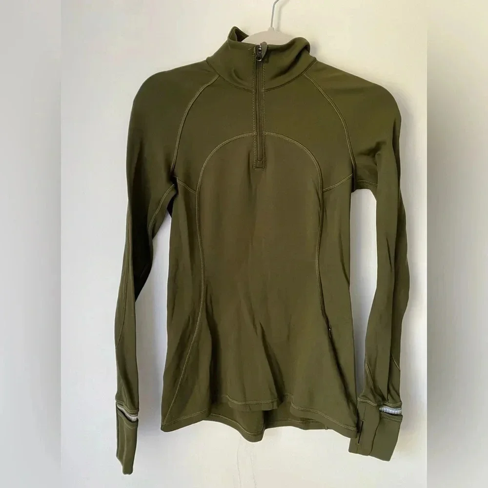 Lululemon Jacket Women’s 4 First Mile 1/2 Zip Military Green